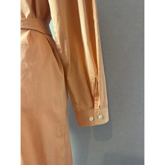 Pell & Co Long Sleeve Shirt Dress Peach Orange Button Up Midi Dress Size 14 - Picture 8 of 16
